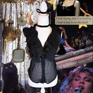 Vintage Y2K Fairycore Whimsygoth Ruffle Button Up Top